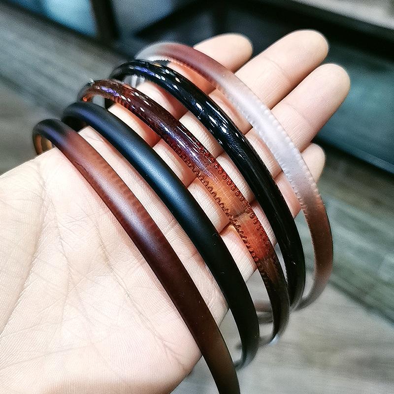 Women Classic Black Brown Plastic Headbands Thin Plain Matt Bright Color Hairbands Non-slip Hair Hoop For Daily Wear