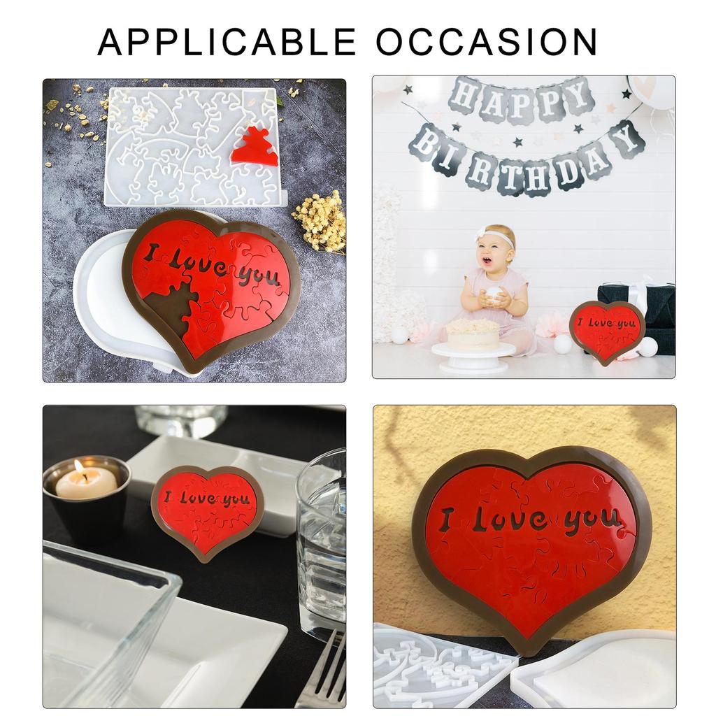 Creative Heart Shaped Epoxy Resin Molds Versatile Heart Puzzle Shaped Resin Molds Personalized Heart Accessories Moulds