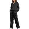 Women's 2-piece Set With Stand-up Collar, Half-zip Sportswear, Loose Sweatshirt, Fashionable Wide-leg Pants And Sweatpants Suit