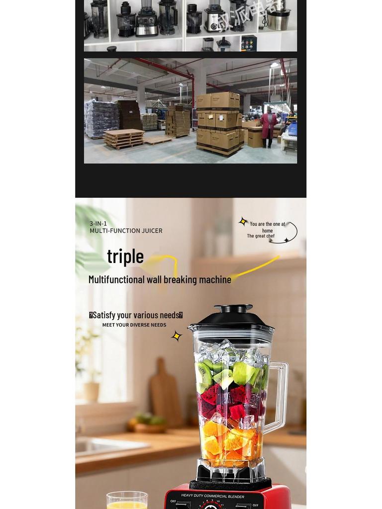 Frullatore Multifunzione 8-in-1: Miscelatore Commerciale in Acciaio Inossidabile ad Alta Potenza, Tritacarne, Frantumatore di Ghiaccio e Spremiagrumi (Capacità 4L)