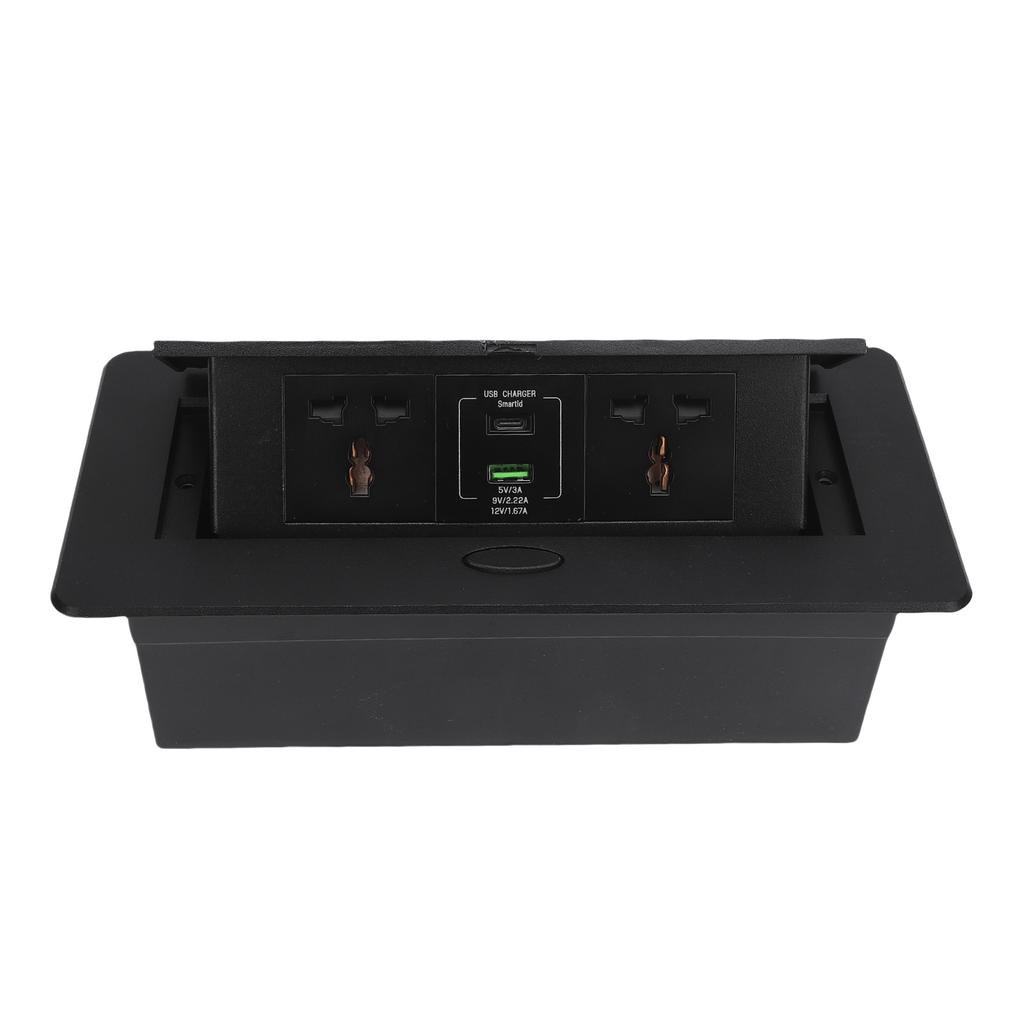 Desktop Pop Up Outlet 2xAC Sockets 16A 4000W 1xUSB A 1xType C Ports Table Recessed Power Strip for
