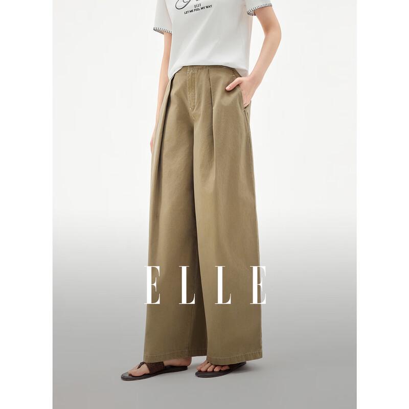 

ELLE Women s High-Waist Loose Fit Cotton Khaki Pants XL