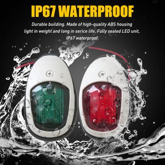 2pcs 8LED Marine Boat Navigation Starboard Light Port Red Green IP67 Universal