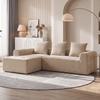 Corner Sofa with Chaise Longue, Frameless L-Shaped Cloud Sofa in Chenille, Deep Seat, Pocket Springs, Beige