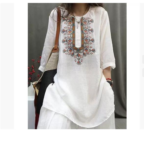 Women Blouse Loose Split Women Summer Shirts Thin Causal Literary Female Long Tops Robe