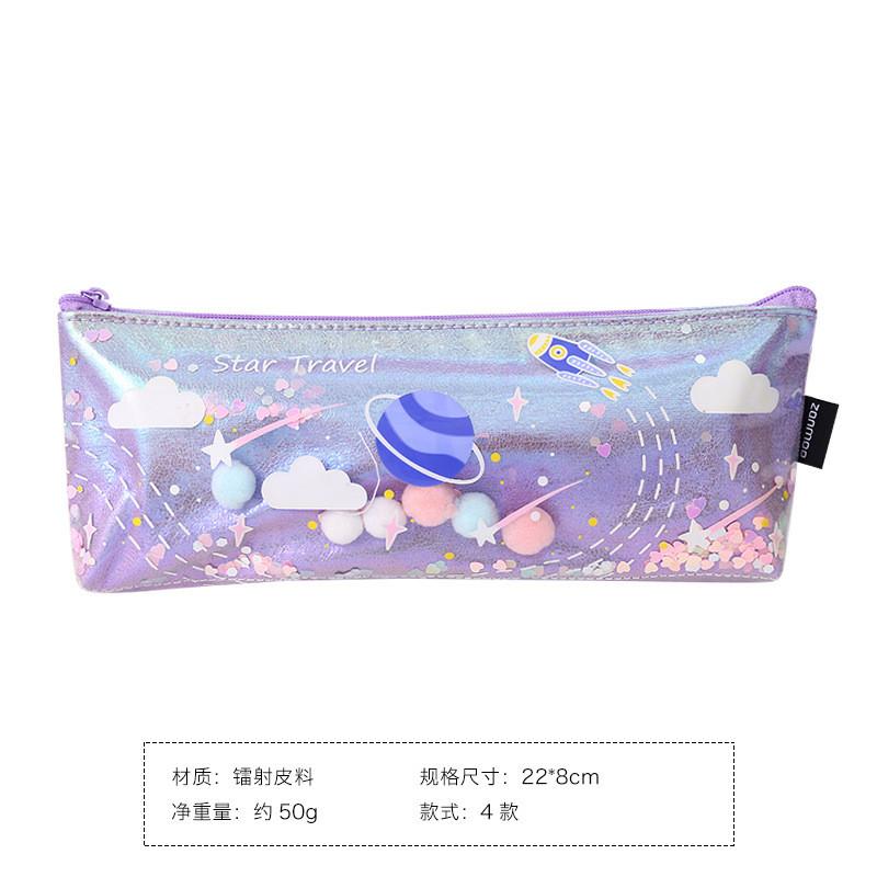 Star Planet Galaxy Flowing Sand Pencil Case With Waterproof Laser Material For Students And Teens