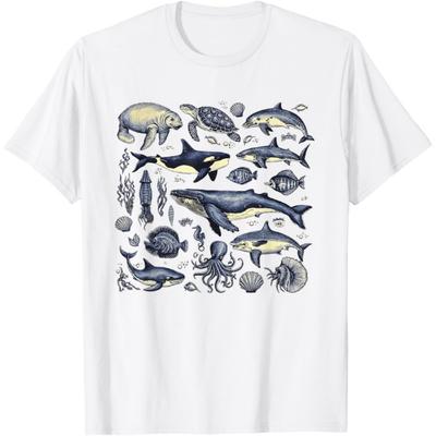 Vintage 90s Tattoo Sea Animal Ocean Nature Ocean Wildlife T-Shirt