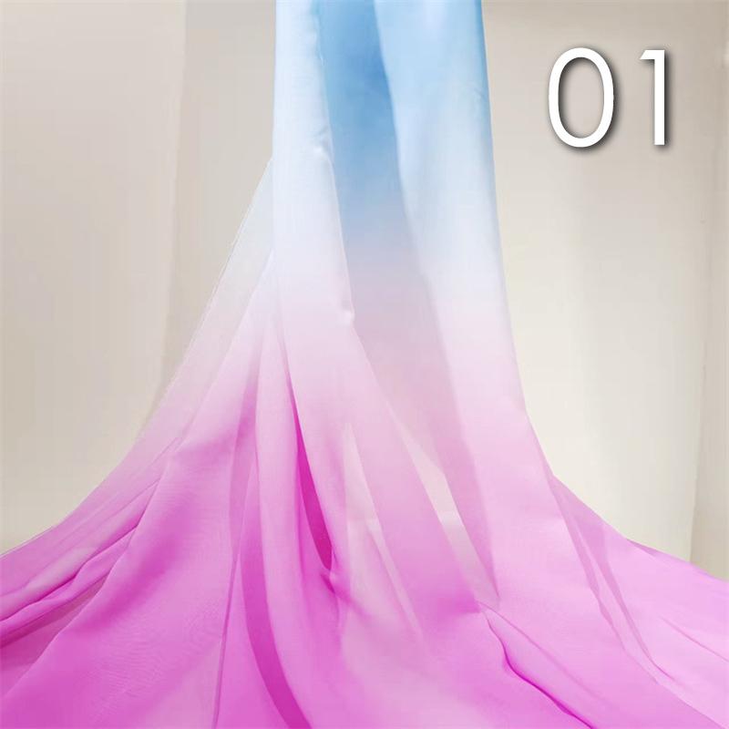 1 Yard Chiffon Gradient Rainbow Transition Color Chiffon Fabric For Diy Sewing Stage Costume Ancient Style Dress Hanfu Fabric