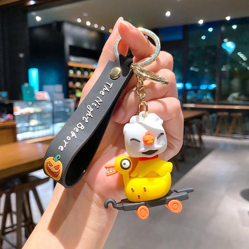 Mahjong Christmas Keychain Cute Couple Night Horror Pendant Decoration Car Key Chain Doll Cartoon Doll