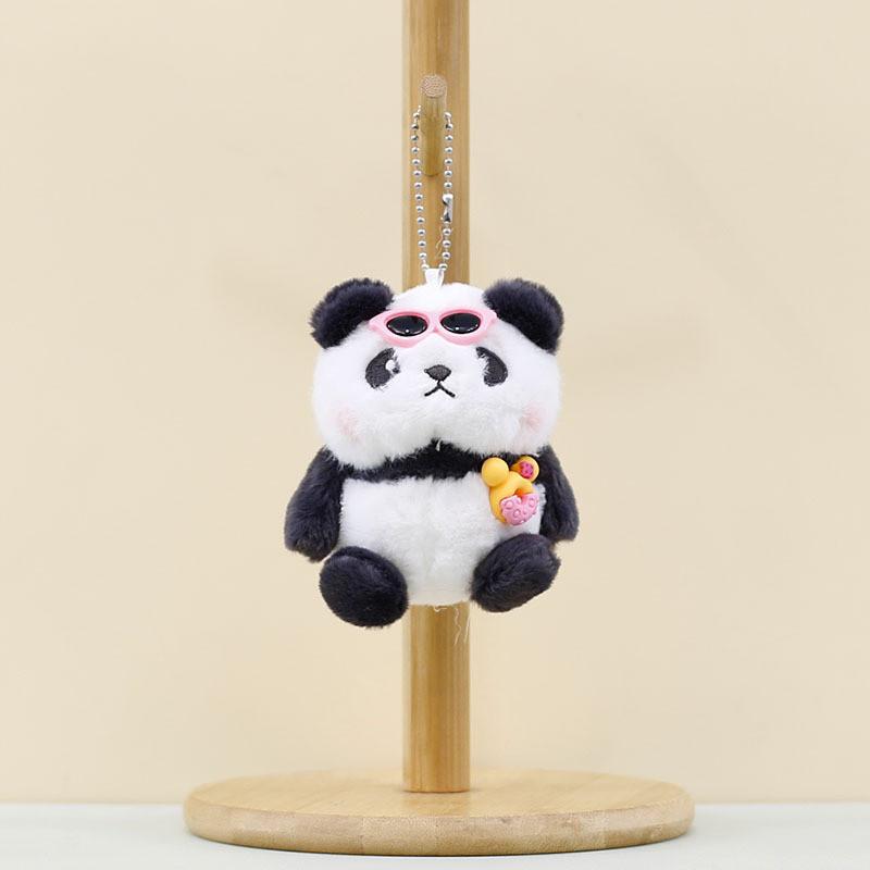Adorable Plush Panda Keychain Cute Soft Toy With Sunglasses Fun Bag Accessory