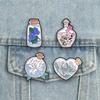 Aesthetic Bottle Flower Badges Wild Daisies Cherry Blossom Enamel Pin Cartoon Morning Glory White Lily Brooch Plant Accessories