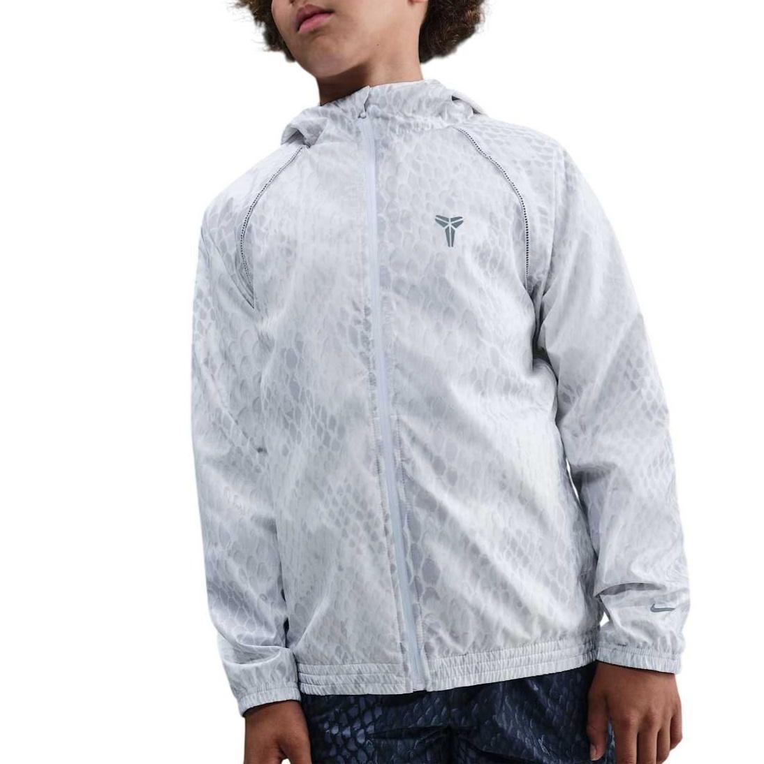 (GS) Nike Kobe Lightweight Woven Basketball Jacket White Reflective Silver Kids IB7083-100 XS