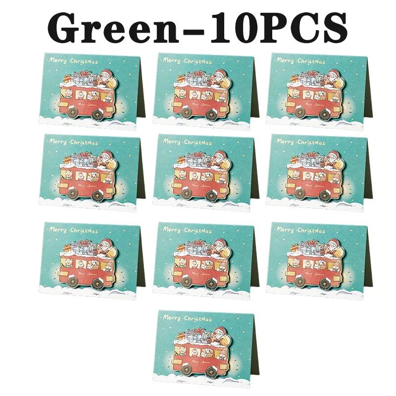 Santa Christmas Greeting Cards Folding Merry Xmas Best Wishes Card for New Year Blessing Thank You Postcard Decoration