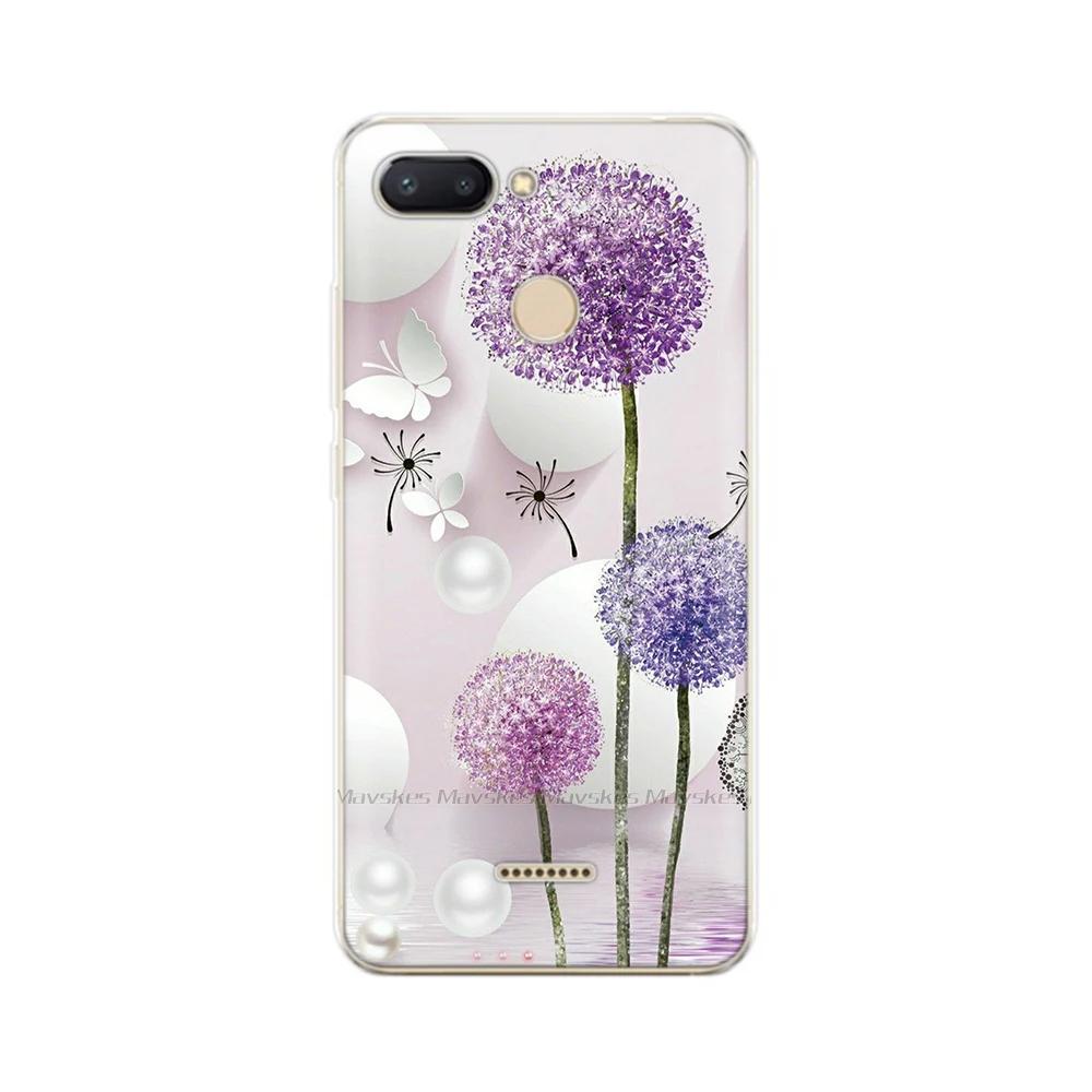 For Redmi 6 Phone Cover Transparent Silicone TPU Protective Cats Flower Print Covers Case For Xiaomi Redmi 6 6A Redmi6 Funda