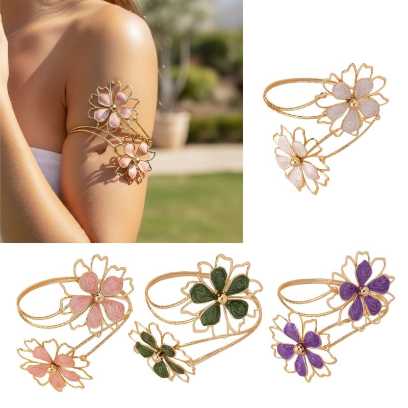 Elegant Irregular Motifs Flower Arm Cuff Jewelry Sturdy Zinc Alloy Craftsmanship Feminine Style Comfortable Wear Daily Use
