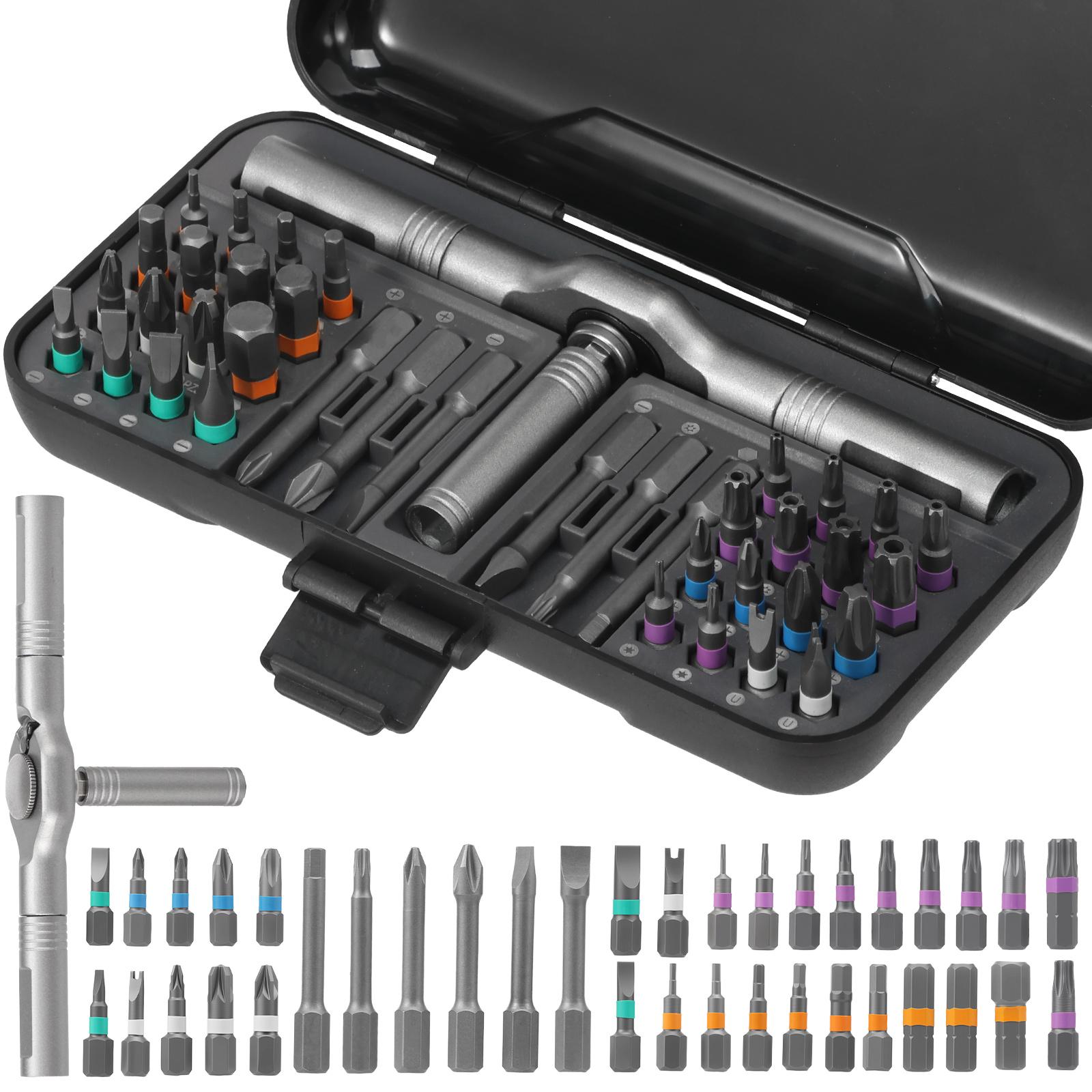 

39 in 1 Ratchet Screwdriver Set Multifunctional Magnetic Screwdriver with 38 Bit Detachable T-handle Magneticize Repair Tool серый