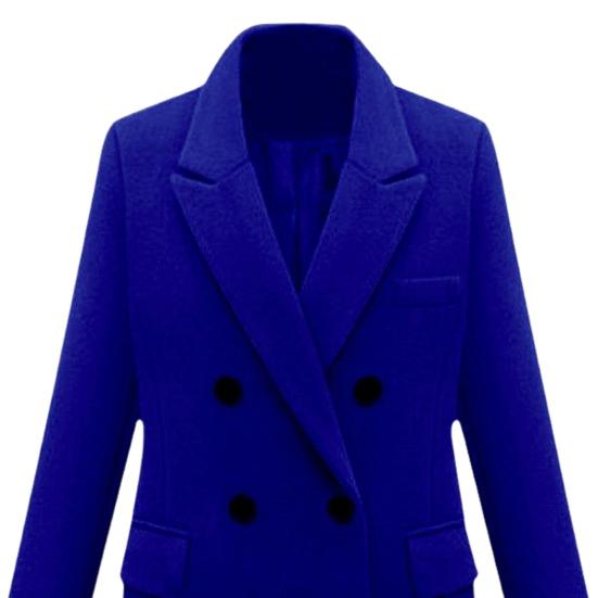 Women Winter Coat Double-breasted Turn-down Collar Long Sleeves Outerwear Thick Warm Pockets Solid Color Office Casual Party Overcoat