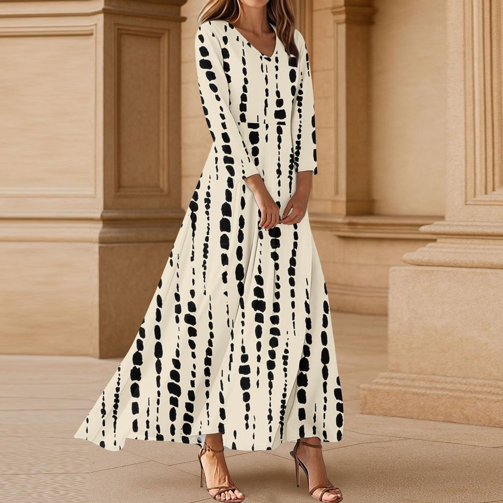 Dresses For Womens Vintage Tunic Waisted Midi Dress Summer Casual 3/4 Sleeve Dress
