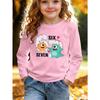 Unisex Kids White Long Sleeve Tee For 4-12 Girls Cute Bubble Number 67 Cartoon Orange Green Little Monster Pink Bow Heart Text Print Long Sleeve Top
