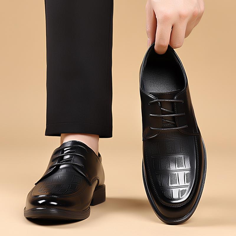 Fashion New Classic Flats Luxury Brand Shoes  Men's Elegant Black Dress Shoes Authentic Leather Lace Up Oxfords Business Social Footwear