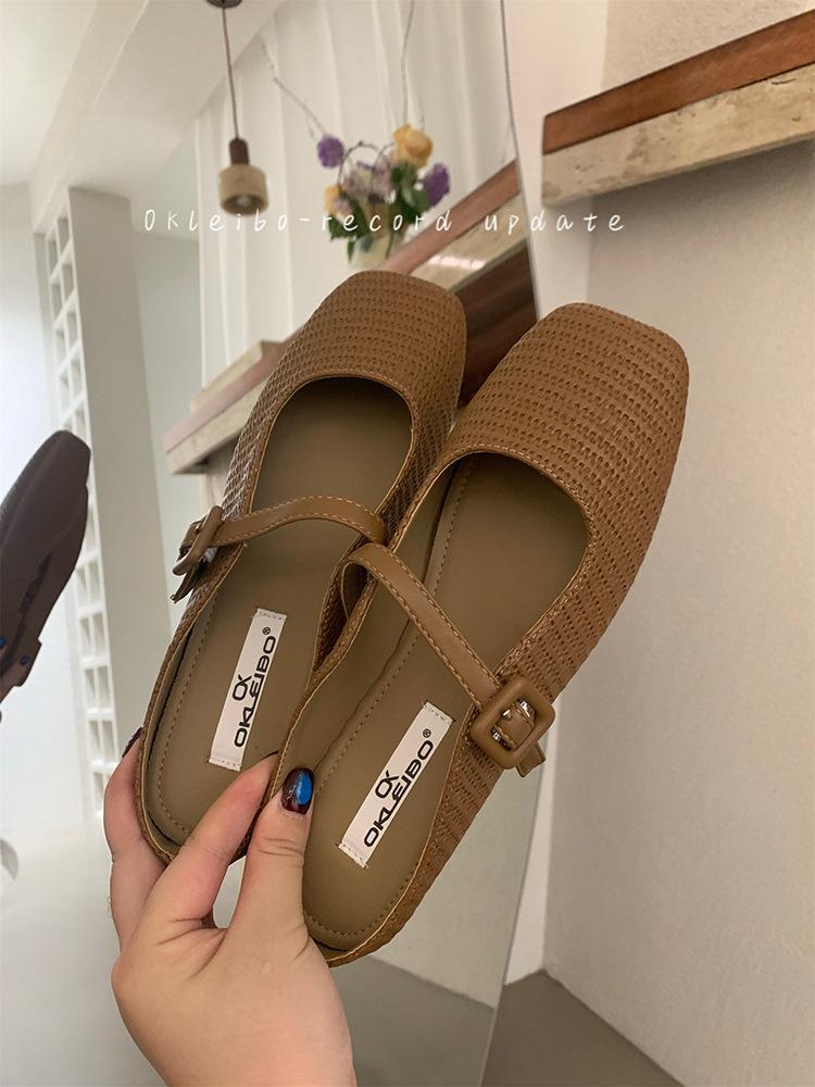 Fashion Flats Shoes Women Design Women's Mules Heel Summer Elegant Pointed Toe Slippers Ladies Casual Outdoor Candy Colors Slides