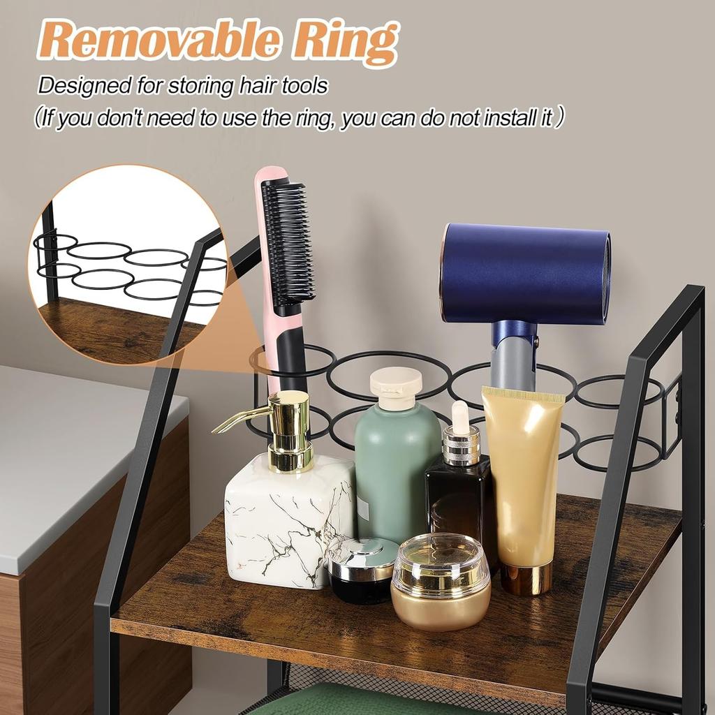 4-Tier Freestanding Towel Rack with Wheels - Hair Tool Organizer & Metal Shelf, Space Saving for Bathroom/Pool