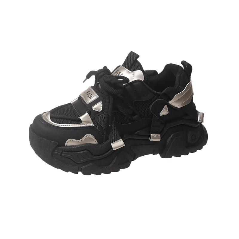 

European station platform dad shoes women s tide 2025 spring new fashion heightening muffin soft sole casual sports shoes 40 золотий