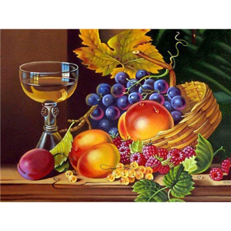 5D Fruit Diamond Painting Full Round Drill Diamond Embroidery Cross Stitch Full Set Crystal Mosaic Diamond Kitchen Decor