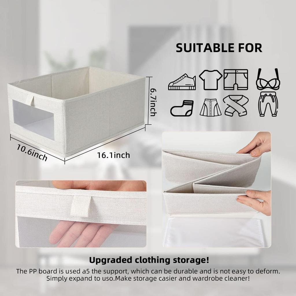 Organizzatore di vestiti in lino Scatola portaoggetti per jeans Organizzatore per armadio per biancheria intima T-shirt Contenitore per riporre vestiti