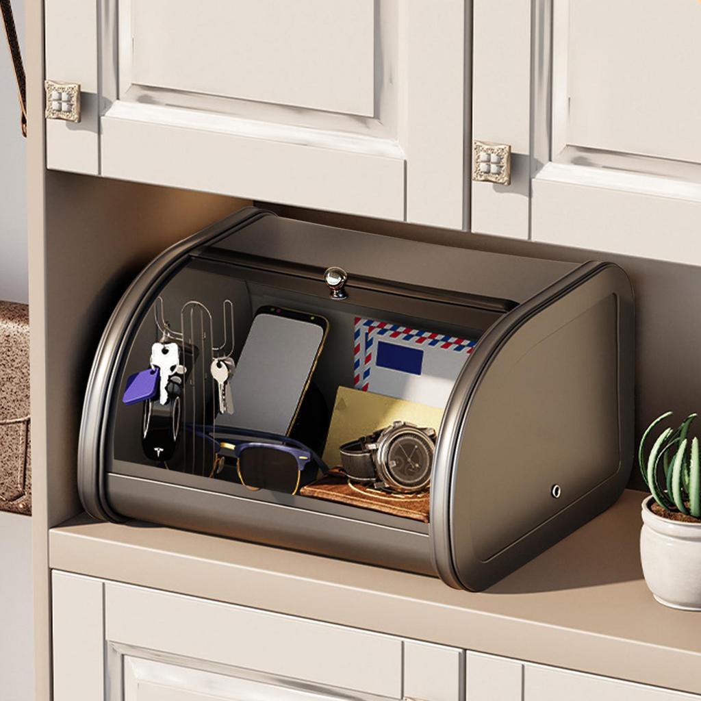 Bread Storage Container Roll Top Storage Keeper Small Items Organizer For Small Items Muffins Bakery Bread Kitchen Countertop