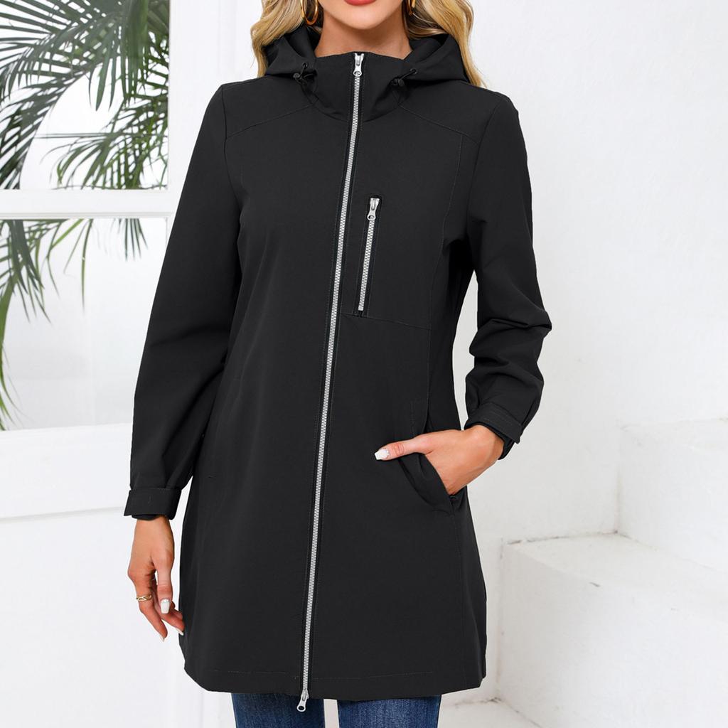 Dámská móda Jednobarevné Outdoorové Sportovní Nepromokavá Větrovka S kapucí Dlouhý rukáv Volný Ležérní Větruodolná bunda