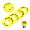 10Pcs Push Button Emergency Ring Round Warning Sign 60Mm Od 22Mm Id Yellow High Visibility Replacement for Stop Switch