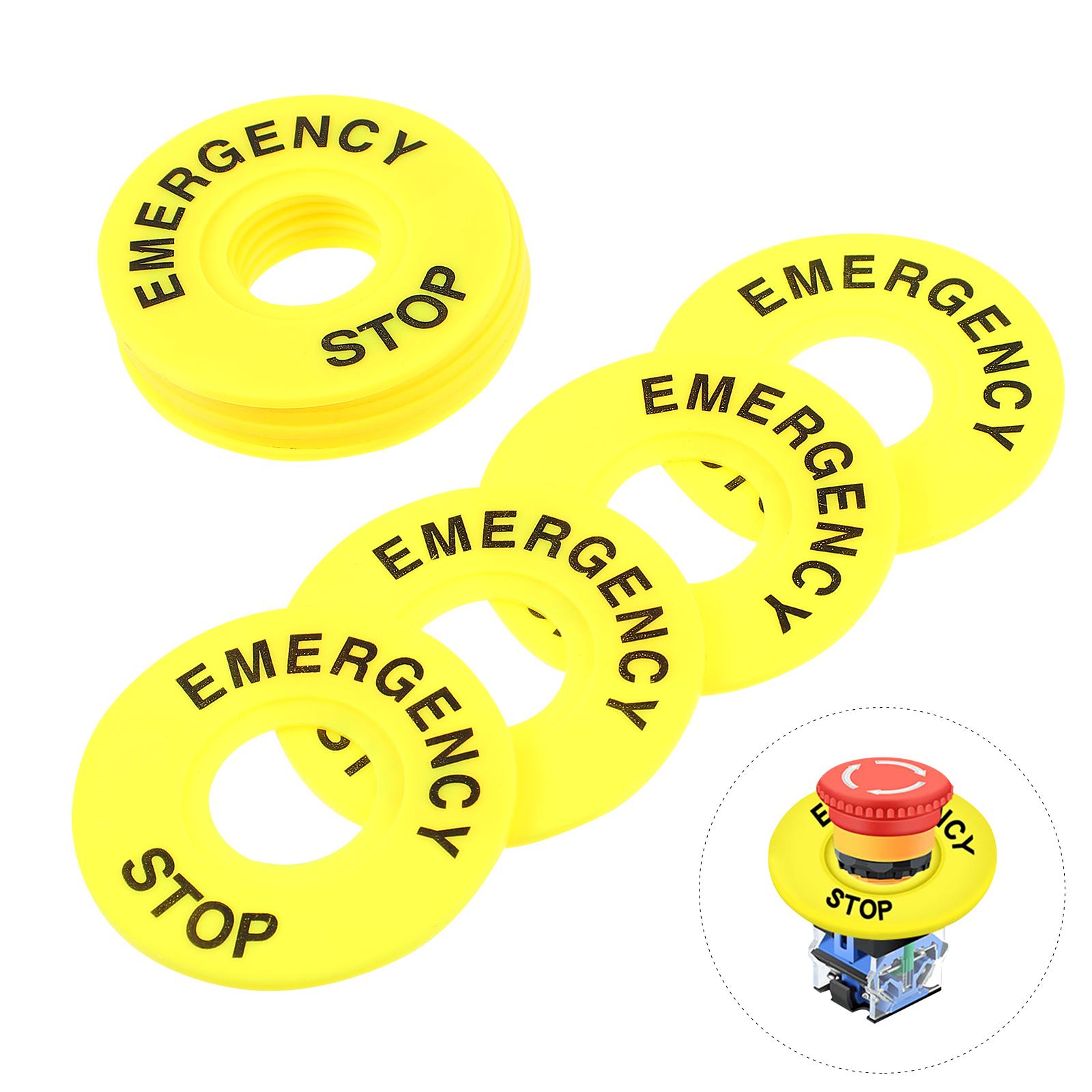 

10Pcs Push Button Emergency Ring Round Warning Sign 60Mm Od 22Mm Id Yellow High Visibility Replacement for Stop Switch other