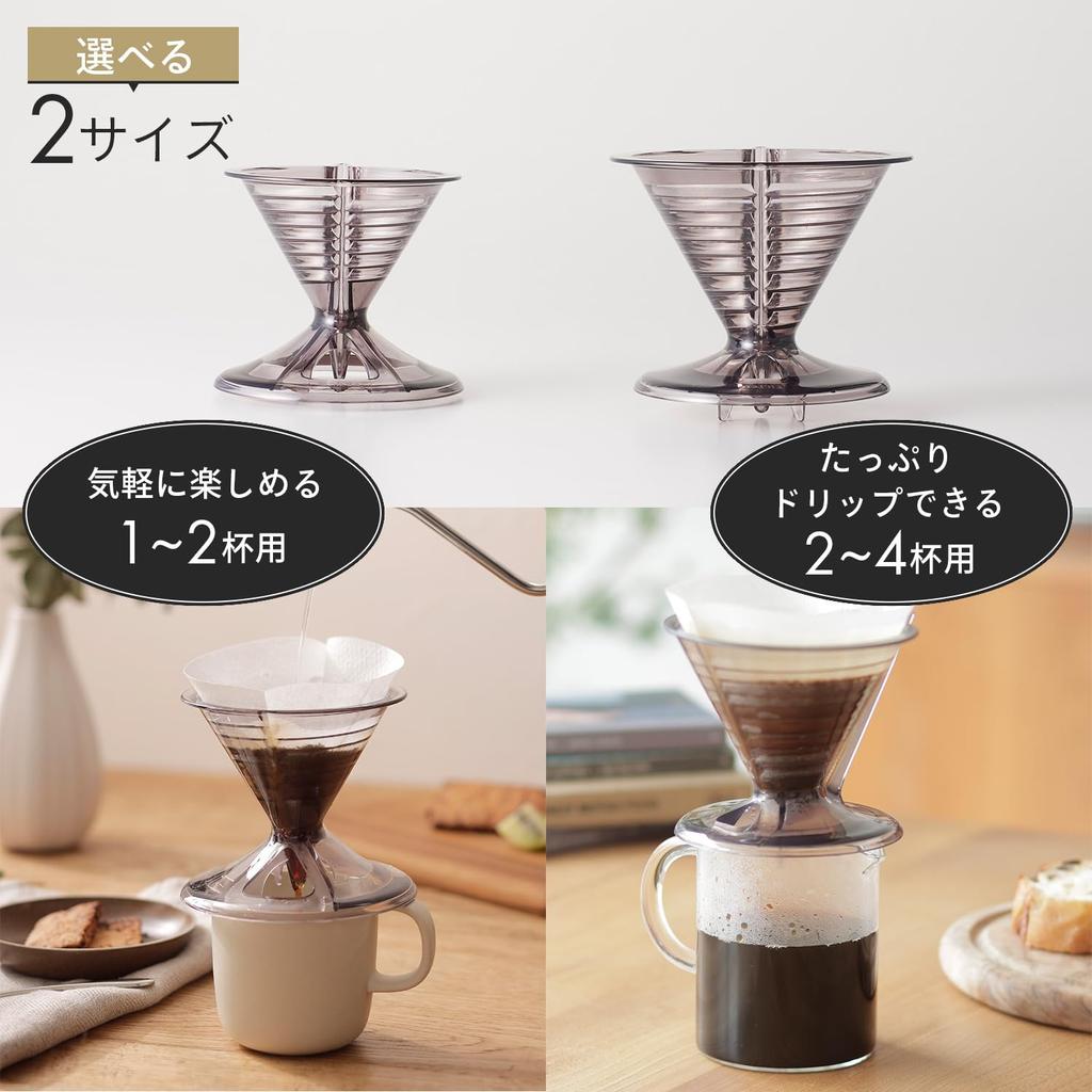 Marna Dripper (for 2 To 4 cupsCan Be Set Without Folding the Filter) Easy To See the Amount of Water Coffee Dripper (Inner Diameter 55mm X Outer