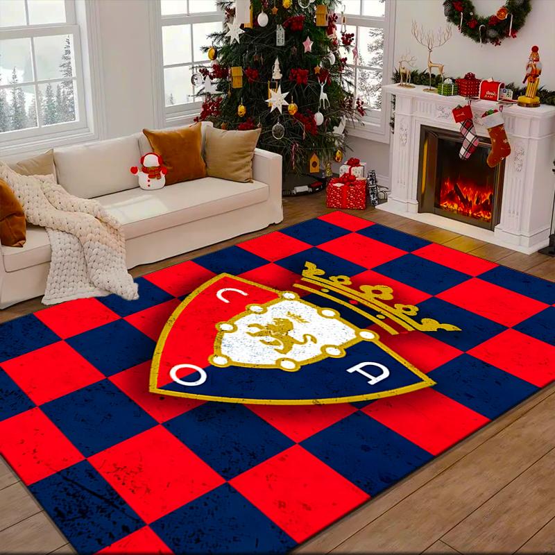 1PC Red Blue Shield Atletico Rug Game Carpet, Floor Mat for Bedroom Living Room Entryway Rug, Home Decor Idea Gift for Christmas birthday