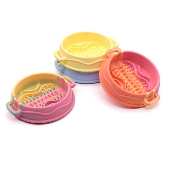 Silicone Pet Slow Feeder Bowl with Dual Handles Suction Cup Anti-Choking Slow Down Eating Food Bowl for Small Medium Large Breed Dogs