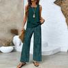 Women's Loose Fit Two Piece Outfit Sleeveless Tank Top High Waist Wide Leg Pants Set With 3D Abstract Print For Casual Summer Daily Wear