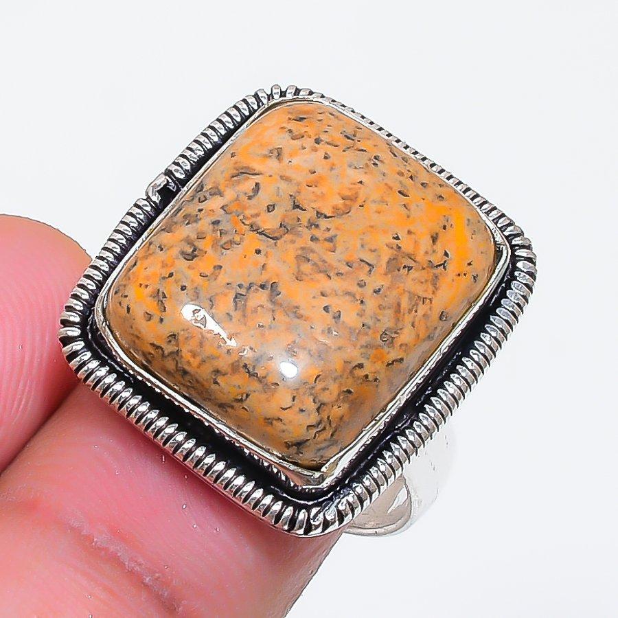 Natural Picture Jasper Gemstone 925 Sterling Silver Jewelry Ring Size 8 ZS-1130