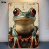 Tin Sign Cute  Vintage Style Metal Plaque Poster for Garden Pool Bar Home Wall Decor Retro Amphibian Art Print   Rusty Look Rust