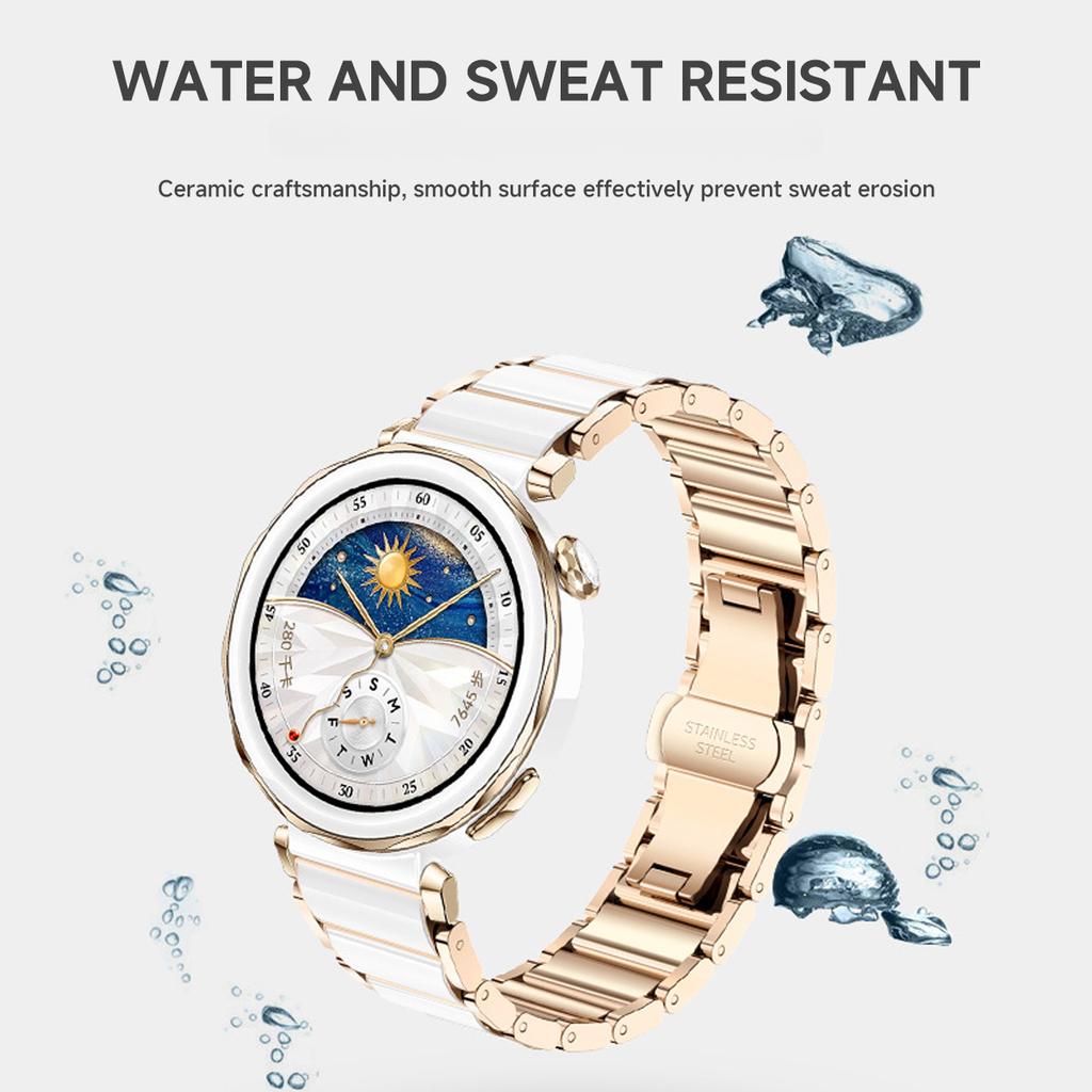 18 mm keramisk rem for Huawei Watch GT5/4 41 mm/GT5 Pro 42 mm damearmbånd for Huawei Watch GT5 GT4 metallklokkereim
