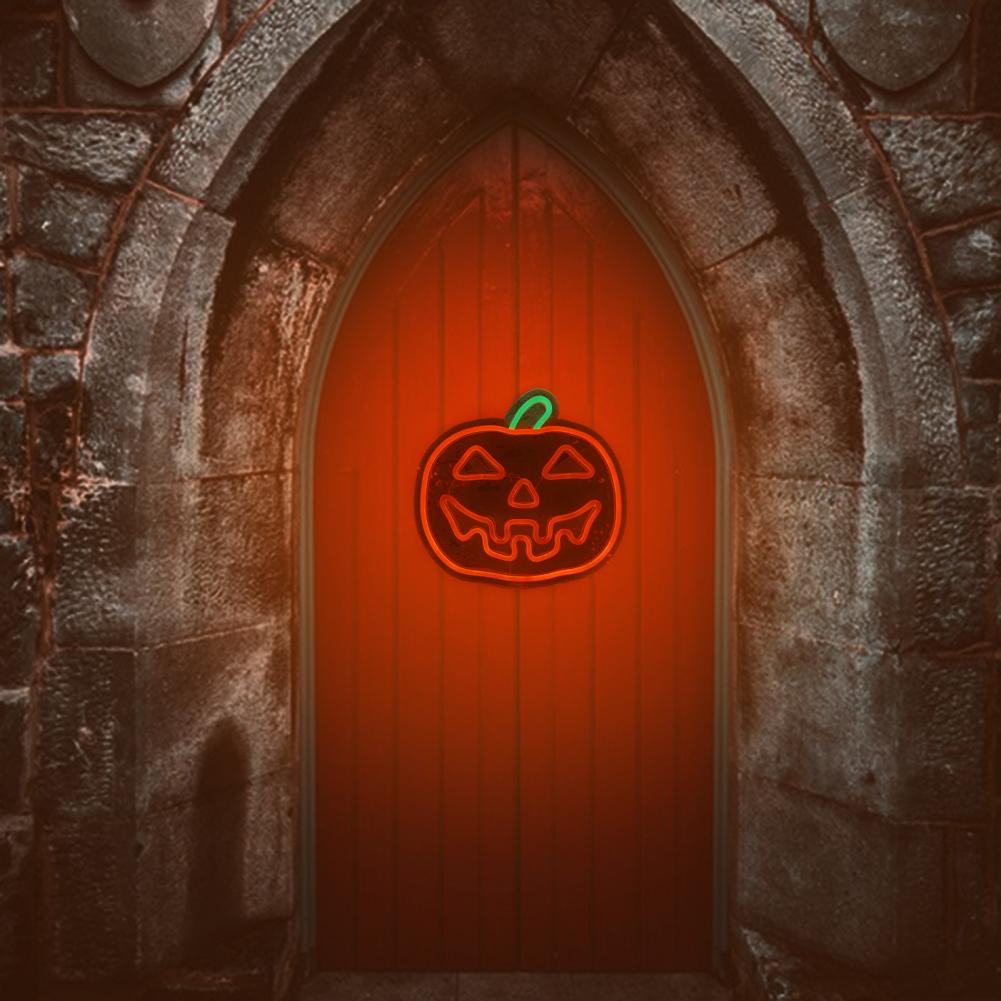 Halloween Pumpkin Wall Lamp Halloween Pumpkin Neon Sign Light Up Acrylic Led Wall Decor for Bedroom Kids Room Bar Party for Room