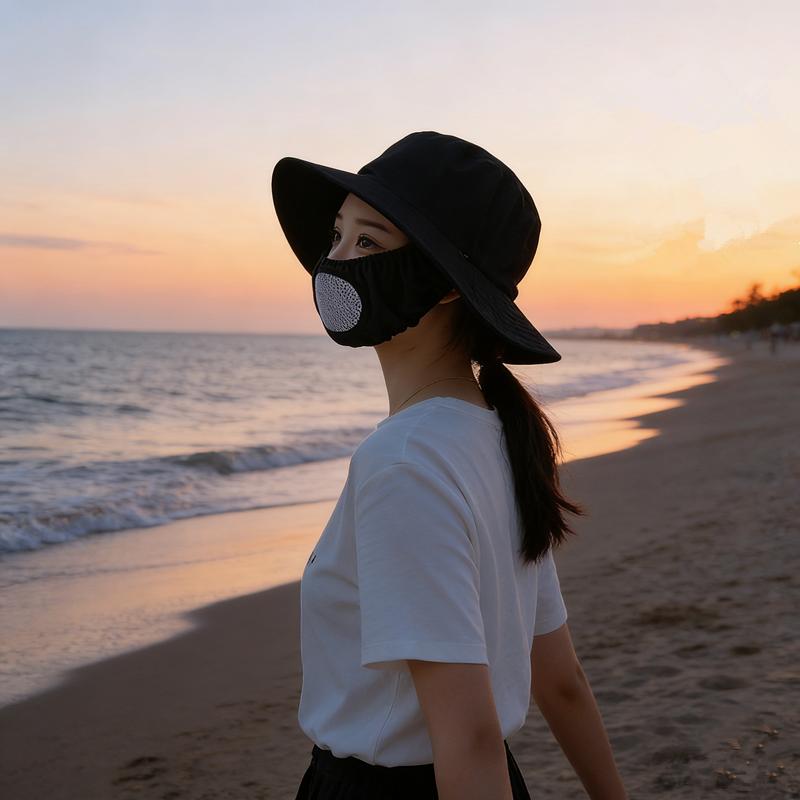 Outdoor Floral Tea Picking Cap Wide Brim Anti-Uv Sun Hat With Breathing Hole Mask Neck Protection Sun Visor Cap For Women