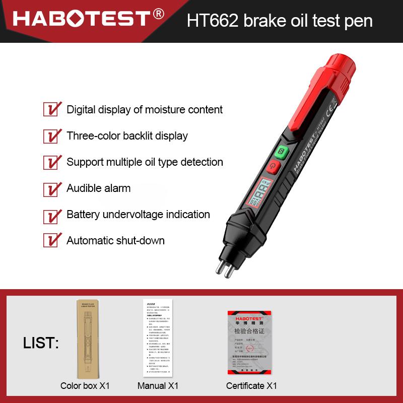 

Brake Fluid Tester Auto Car Brake Oil Digital Detecting Pen for DOT3/DOT4/DOT5.1 Accurate Oil Quality Check Sound Light Alarm HT662