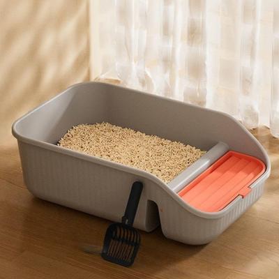 Cats Toilet with Litter Shovel Nonspill High Wall Smoothly Surfaces Litter Box for Kittens Use Easy Cleaning