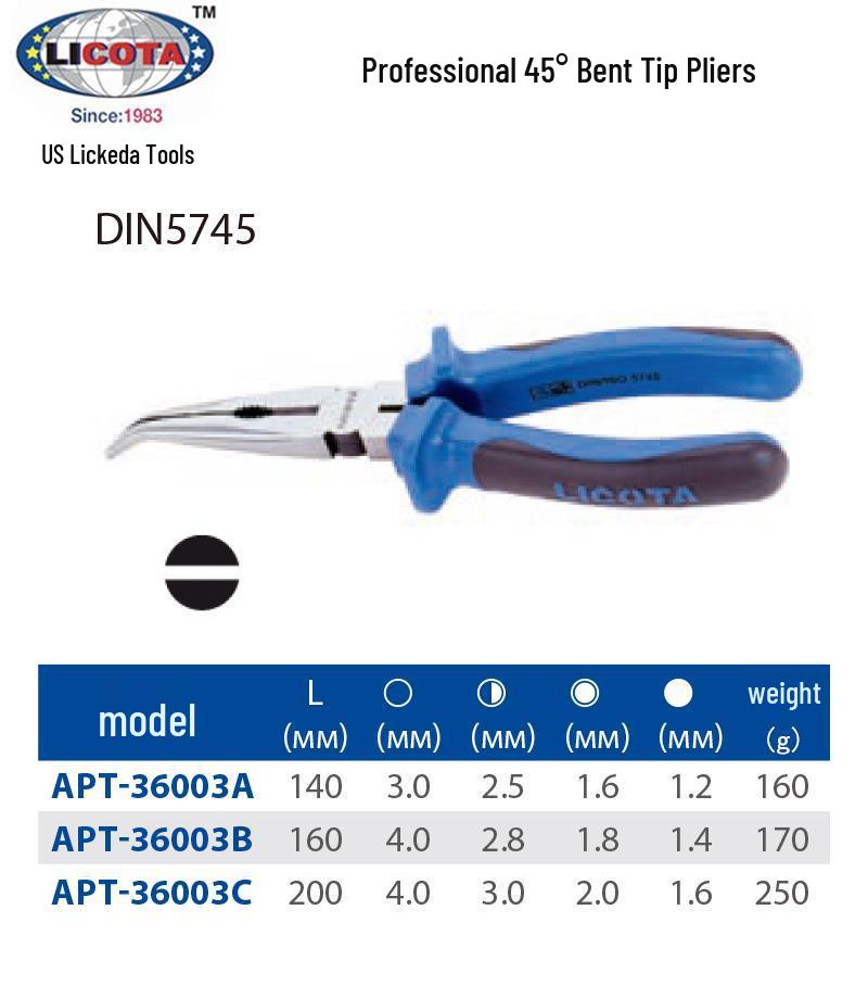 LICOTA 45° Bent Needle Nose Pliers - APT-36003