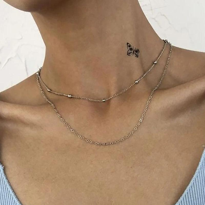 Boho Star Moon Heart Snake Sequin Pendant Necklace Ladies Multilayer Gold Metal Clavicle Necklaces Girls Jewelry