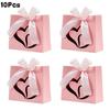 10Pcs Valentine's Day Gift Treat Paper Boxes With Ribbon Party Favor Heart Design Goodie Gift Boxes For Wedding Anniversary