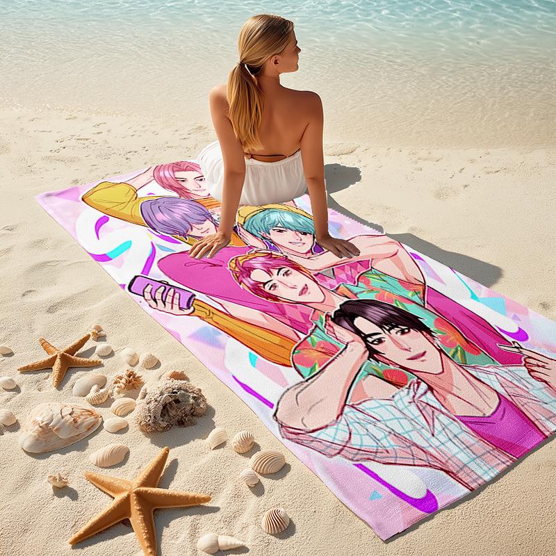 Beach Towel with K-Pop Demon Hunters Pattern - Soft,absorbent,machine Washable Lightweight&Modern,swimming,Travel Essentials