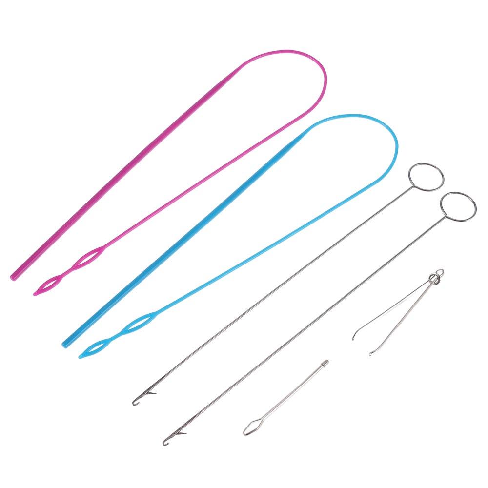 Metal Loop Turner Hook Blue Metal Tweezers Latch Sewing Loop Kit  Flexible Drawstring Threader