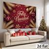 1 piece Spanish style "Feliz Navidad" Christmas banner with golden letters red snowflakes and pine branches design